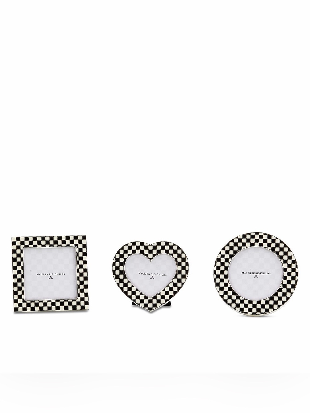 MacKenzie-Childs Black and White Check Heart Photo Frames